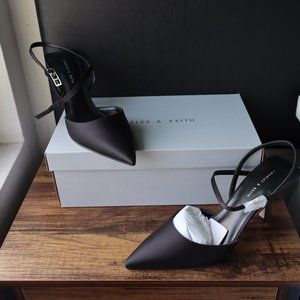 Satin Ankle Strap Pumps